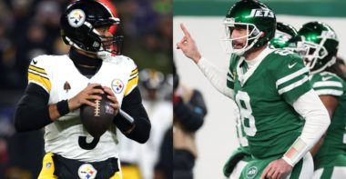 QB Russell Wilson con los Pittsburgh Steelers; QB Aaron Rodgers con los New York Jets