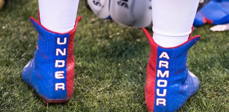 Tachones Under Armour usados por un jugador de los Bills bvs. Jaguars en 2016