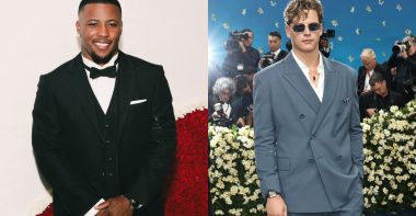 RB Saquon Barkley, Philadelphia Eagles; y QB Joe Burrow, Cincinnati Bengals; en la Met Gala 2025