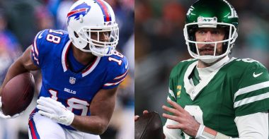 WR Amari Cooper con los Buffalo Bills; QB Aaron Rodgers con los New York Jets