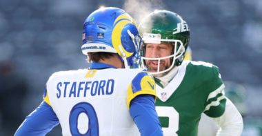QB Matthew Stafford, Los Angeles Rams; QB Aaron Rodgers, New York Jets