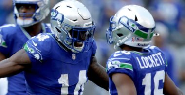 WR DK Metcalf (izquierda) y WR Tyler Lockett (derecha) Seattle Seahawks