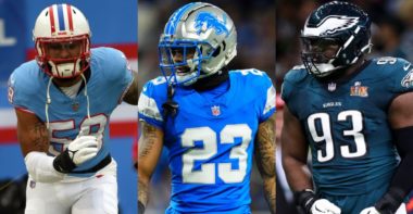 Harold Landry III con los Tennessee Titans; Carlton Davis con los Detroit Lions; Milton Williams con los Philadelphia Eagles
