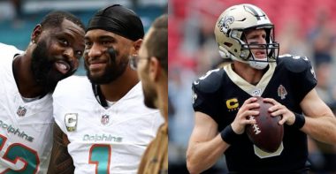 Tua Tagovailoa (izquierda), Drew Brees (derecha)